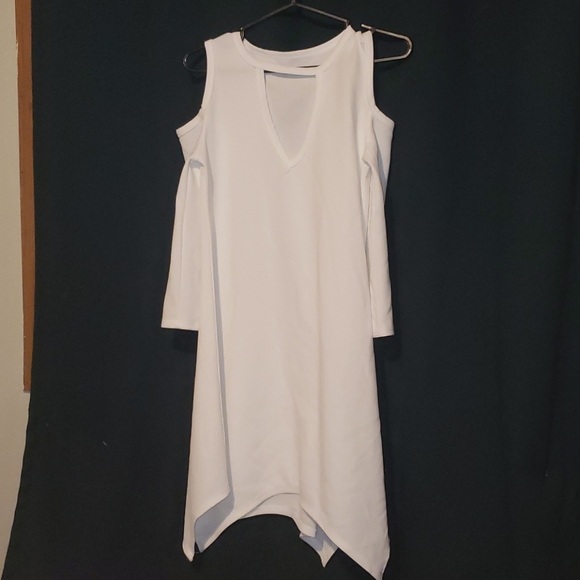 White Cold Shoulder Cut Out Dress Top - Picture 1 of 1